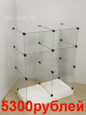 стеклянные кубы с подиумом 100мм 2 кубика в ширину и 3 в высоту